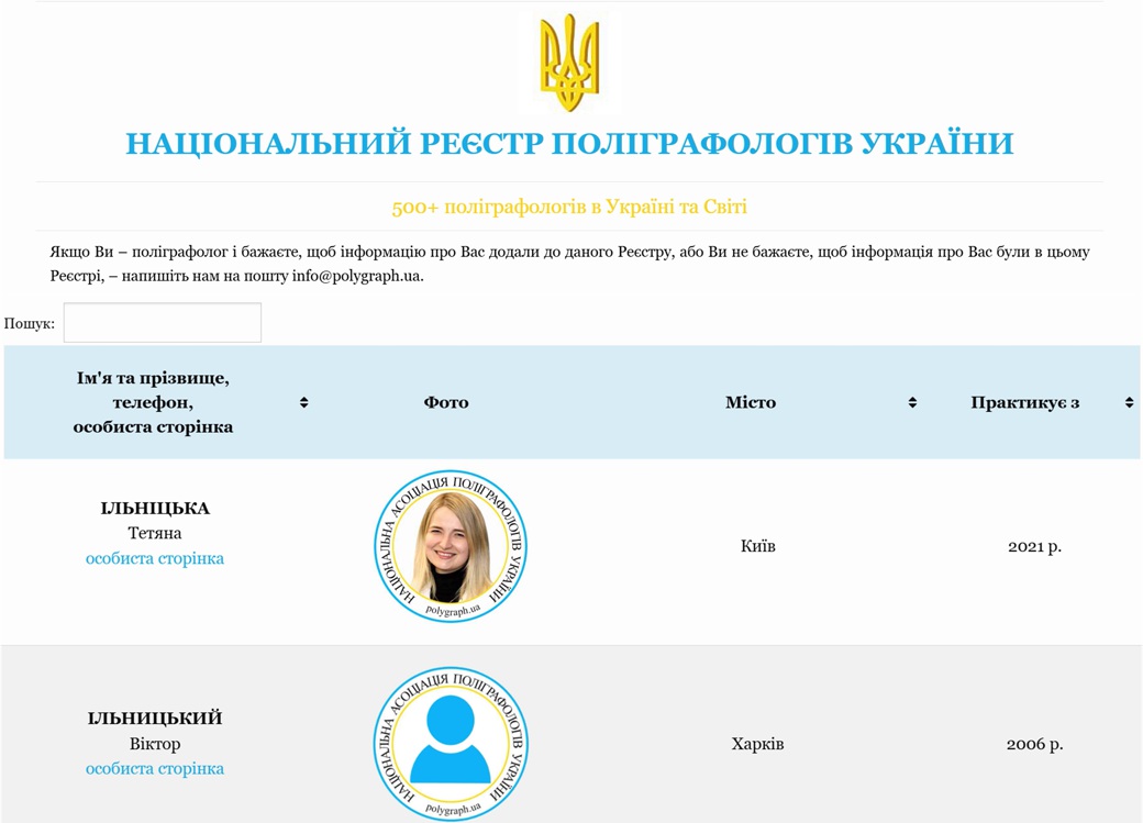 Відновив роботу Національний реєстр поліграфологів України